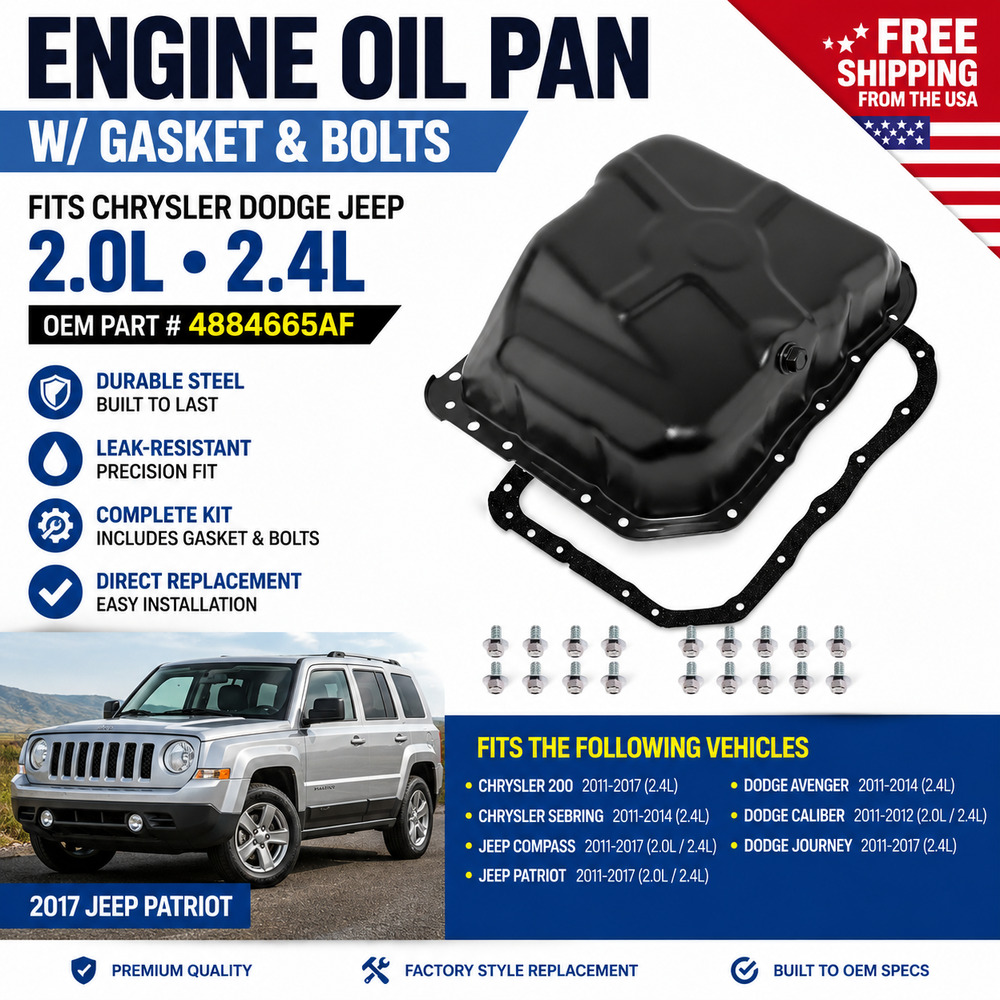 Engine Oil Pan w/ Gasket Bolts Fits Chrysler Dodge Jeep 2.0L 2.4L #4884665AF